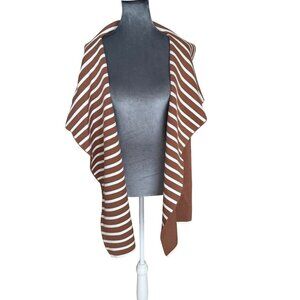 Rachel Zoe Brown & White Striped Open Front Vest NWT